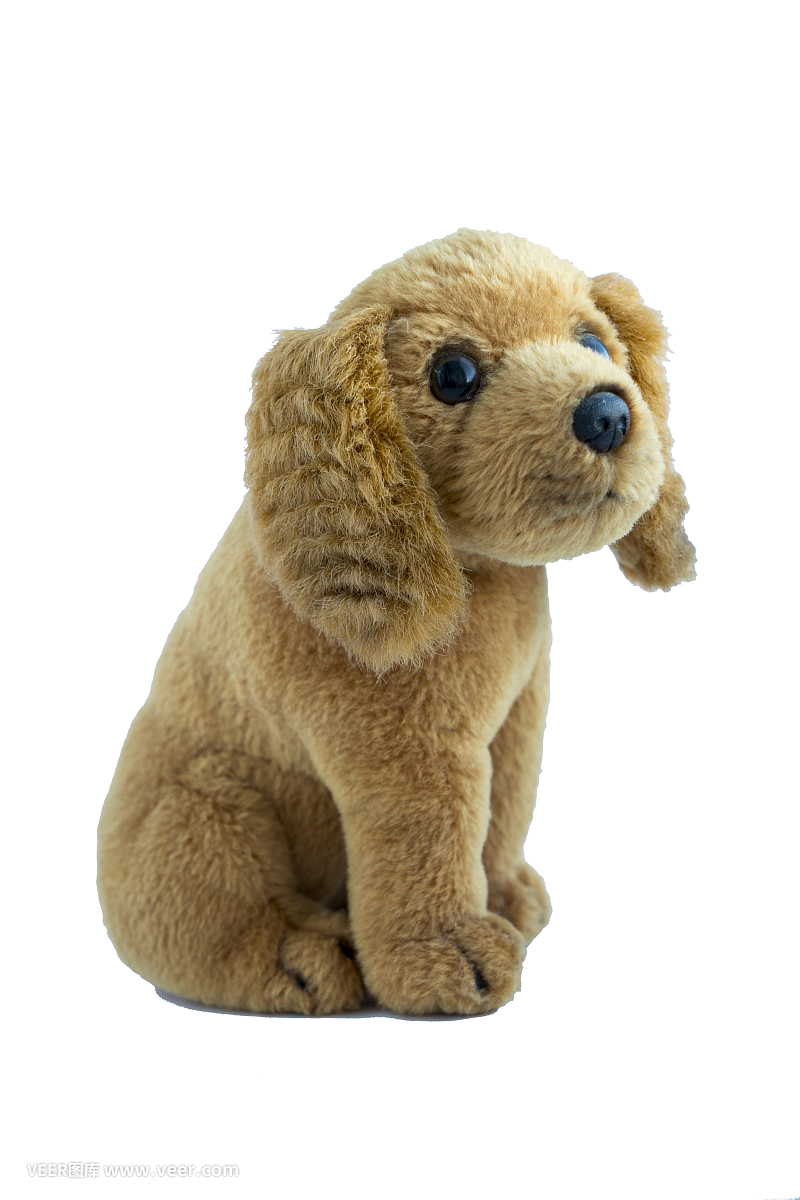 柔软的玩具狗,填充绒毛材料孤立在白色背景